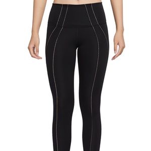 Nike Women's Yoga 7/8 Lurex Black athletic Tights leggings Size XL NWT